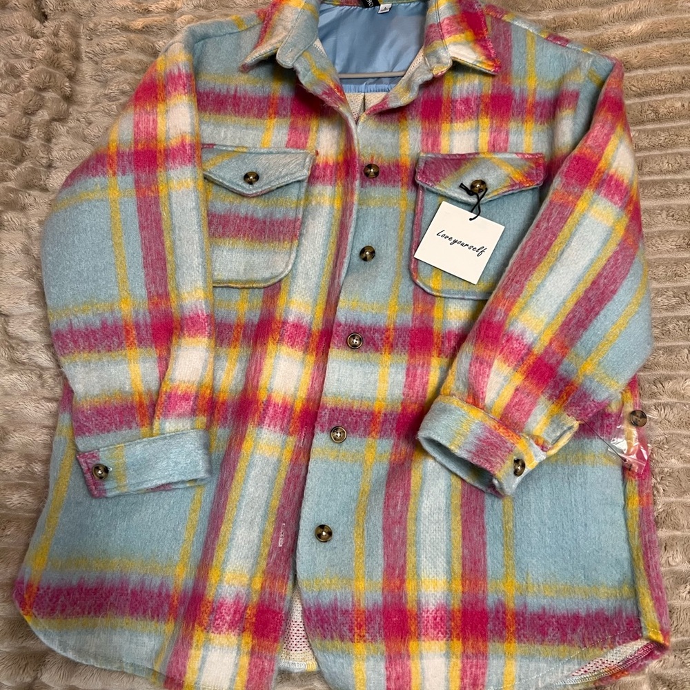 Grace + Karma colorful flannel jacket